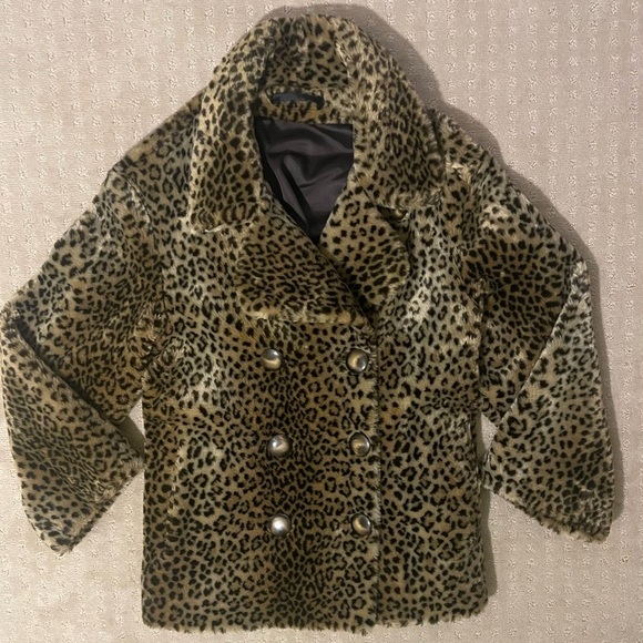 **Sold**Leopard Print, Faux Fur Coat, Pea Coat Sz M/L Utex Classics Vintage - Picture 3 of 15